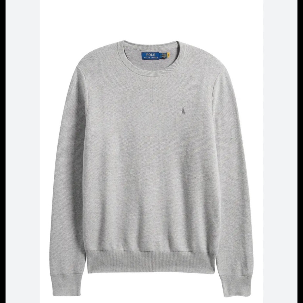 Men’s Polo by Ralph Lauren Textured Cotton Crewneck Sweater. Light Gray. Sz M.